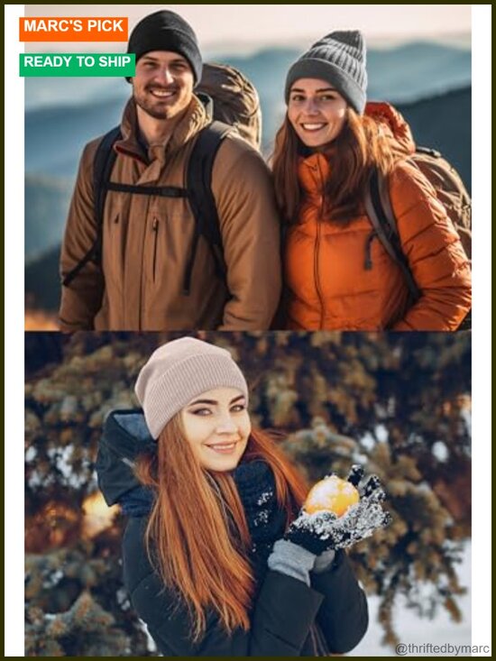6 Pack Satin Lined Beanie Soft Silk Lined Knit Winter Warm Cuffed Hats Unisex main image 5